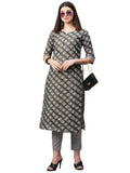 Anni Designer Women'S Cotton Blend Printed Straight Kurta With Pant (Funnu Dark Green_4Xl_Dark Green_Xxxx-Large),Dark Green,4XL