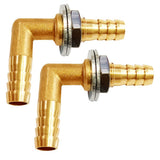 Uenede 2PCS Solid Brass 90Elbow Barb Bulkhead Fitting 3/8 OD Barb Bulkhead Coupling Tank Connector Hose Pipe Barb Fitting for