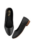 Shoetopia Women'S Blacktextured Bellies Elegant Slip-On Flats With Wavy Design For Daily Office & Casual Eu36,Black,3,B0DRJKL2V2