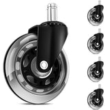 Office Chair Wheels for IKEA Chairs,10mm stem Caster, 3 Inch Heavy Duty Replacement Rubber Chair Casters, Quiet & Smooth Rolling
