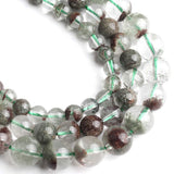 Yochus 60pcs Green Ghost Quartz Round Smooth Stone Beads for Bracelet Making