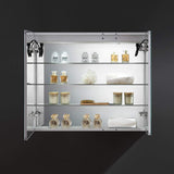 Fresca Tiempo 36 Wide X 30 Tall Wall Mount Bathroom Medicine Cabinet With Dimmable Led Lights, 3 Shelves, Anti-Fog Mirror, A