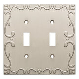 Franklin Brass Classic Lace (1Pack) Decorative Light Switch Cover Brushed Nickel 2Gang Wall Plate Double Toggle Plate Covers E