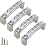 ESreake 4 Pack U Shape Diamond Crystal Glass Rhinestone Cabinet Pulls Knobs Handles,Modern Decorated Shiny Dresser Drawer Pulls