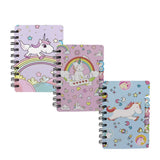 LEOMOSTE Mini Spiral Notebook for Women Pocket Journal Memo Ruled Paper, 3 Cute Unicorn Designs, 5.5 x 3.4