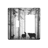 Xuejiaku Light Switch Cover Country Deer Hunting Rustic Woodland Misty Forest 2 Gang Toggle Rocker Combo Wall Plates Decorative