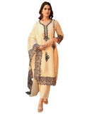 Anni Designer Women'S Cotton Blend Straight Embroidery Kurta With Pant & Dupatta (Trp Off-White_5Xl_White_Xxxxx-Large),White,5XL