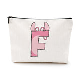 LONGXIN Cute Cartoon Gifts Initial Personalized Makeup Bag Monogrammed Cosmetic Bags Birthday Christmas Gifts for Women Girls (F