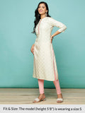 Rangita Off White Rayon Calf Length Embroidered Straight Kurti For Women | Kurta For Women_Xl