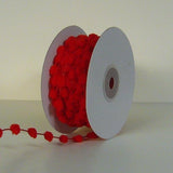 AK TRADING CO. 25 Yards Fuzzy Pom Pom Wired Trim Ribbon Lace Red