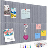 QUIET CANVAS Acoustic Wall Slat Pinboard, 1x1ft, Pack 6, 50 PushPins Grey