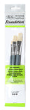Winsor & Newton Foundation Oil Hog Brush Set, Short Handle, Flat, 3 Pack