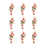 Elecrelive 10Pcs Christmas Charms for Crafts, Candy Cane Enamel Charms Winter Pendntas for Xmas Earring Bracelet Necklace DIY Je