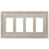 Franklin Brass Classic Beaded (1-Pack) Decorative Light Switch Cover Brushed Nickel 4-Gang Decorator/Rocker Wall Plate Quad Swit