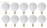 KOR (Pack of 10) G16.5 White Finsh Decorative (E12) Candelabra Base Globe Shape Incandescent 120V G16 1/2 Light Bulbs (25)