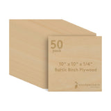 6 mm Baltic Birch Plywood 1/4 x 10 x 10 Inch, Box of 50 B/BB Grade Craft Wood, Stronger Than Basswood Sheets, for Laser, CNC Cut