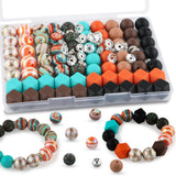 Kovict 100PCS Mix Multicolor Brown Print Silicone Beads Hexagon Acrylic, 15mm Silicone Beads for Keychain Making 10mm Rondelle R