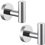 APLusee Polished Chrome Round Coat Hook 2 Pack, 304 Stainless Steel Bathroom Towel Hook, Wall Mounted