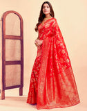 Sugathari Womens Pure Kanjivaram Silk Saree Banarasi Silk Saree With Blouse Piece (Sam Pari S-7) (Red)