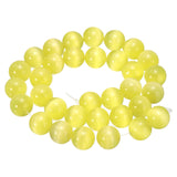 HARFINGTON 32pcs Honey Yellow Cat's Eye Stone Beads 12mm Round Smooth Gemstone Crystal Loose Bead for Jewelry Making Bracelets N