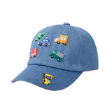 Evonest Kids Cap | Adorable Cute Cars Applique Detailed Cap For 3 Year Kids Sunshade Protection Hat (Blue)