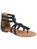Shoetopia Girls Black Gladiator Flats Sandal-Eu38,Black,5,B09NBJ1JSQ