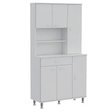 Tuhome Della 90 Kitchen Pantry, One Drawer, Multiple Cabinets, Two Open Shelvess -White