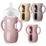 Juome Silicone Sleeves with Handles for Avent Natural Glass Baby Bottles - 3 Pack Anti Breakage Baby Bottle Holder for Philips A
