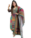 Gosriki Women'S Rayon Viscose Straight Printed Kurta With Pant & Dupatta (Sula Green-Gs_L_Green_Large),Green,,B0DY85FVC1
