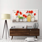 Poppies In Mason Jars-Paper Art-74,,X38,,