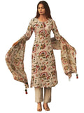 Anni Designer Women'S Rayon Blend Straight Printed Kurta With Pant & Dupatta (Jiyanpur Grey_M_Grey_Medium),Grey,M,,,