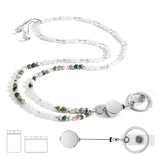 LENYNAL Lanyards for ID Badges and Keys, Beaded Lanyards for Women Natural Stone, Retractable Teacher Lanyard High-Performance V
