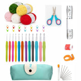 Crochet Set For Beginners & Experts 12 Ergonomic Crochet Hooks, Yarn Balls, Stitch Markers, Scissors, Row Counter, Needles & S