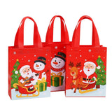 GLITREEPROPS 10 piece Christmas theme Reusable Hand Carry Bags, DIY Canvas Party Bags, Xmas Santa Theme Party Favour, Gifting Ba