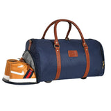 Leather World 27 Cm Canvas Weekender Travel Duffle Luggage Bag With Detachable Shoulder Strap Separate Shoe Laundry Compartment