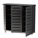 Baxton Studio Adalwin Modern And Contemporary Dark Gray 3-Door Wooden Entryway Shoe Storage Cabinet