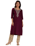 Libas Women'S Cotton Woven Design Straight Kurta (26967R Maroon