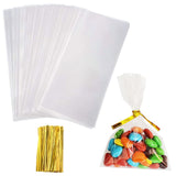 Cellophane Treat Bags, 5x7 Inches Cellophane Bags With Twist Ties,100 Pcs