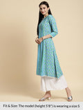 Rangita Blue Rayon Calf Length Printed Flared Kurti For Women | Kurta For Women_3Xl