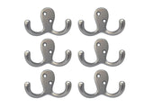 QCAA Premium Double Robe Hook, 2-3/4, Zinc Die Cast, Satin Matte Nickel, Made in Taiwan, 6 Pack