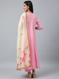 Gosriki Women'S Cotton Blend Anarkali Solid Kurta With Pant & Dupatta (Poll Pink_M-Go_Pink_Medium),Pink,,B0B2S34GGY