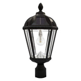 Gama Sonic Outdoor Solar Post Light, Black Aluminum, Royal Bulb, Rain Water Glass, Single Lamp with 3-inch Fitter for Lamp Posts