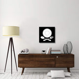 Mealtime: White On Black - Plate With Crossed Cutlery-Canvas Art-24X24