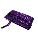 Yalulu 10 Meters Gleaming Ribbon Spangle Flat Sequins Paillette Ribbon DIY Sewing Trim Bridal Wedding Applique (Deep Purple)
