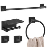 5-Piece Bathroom Hardware Set Black Bathroom Hardware Accessories Set Upgraded Toilet Paper Holder with Shelf Towel Holder Set f