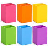 gisgfim 6 Pcs Colorful Acrylic Pen Holder for Desk Makeup Brush Holder Acrylic Pencil Cup Multipurpose Desktop Stationery Storag