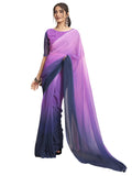 Satrani Women's Georgette Dual Tone Ready To Wear Saree with Unstitched Blouse Piece (18RS154NA_Pink & Navy Blue6)