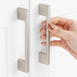 ASKANO 10 Pack 3-3/4 Inch Hole Centers, Brushed Nickel Cabinet Pulls Satin Nickel Cabinet Handles Silver Kitchen Hardware for Ca