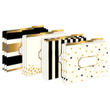 BARKER CREEK Designer File Folders Set of 12, Gold, Multi-Design Set with Gold on Outside, Cream on Inside, Letter-Size 1/3 Cut