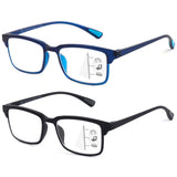 CARA 2 Pack Progressive Multifocus Reading Glasses, Flexible Lightweight TR90 Frame Blue Light Blocking Computer Readers, Worksp